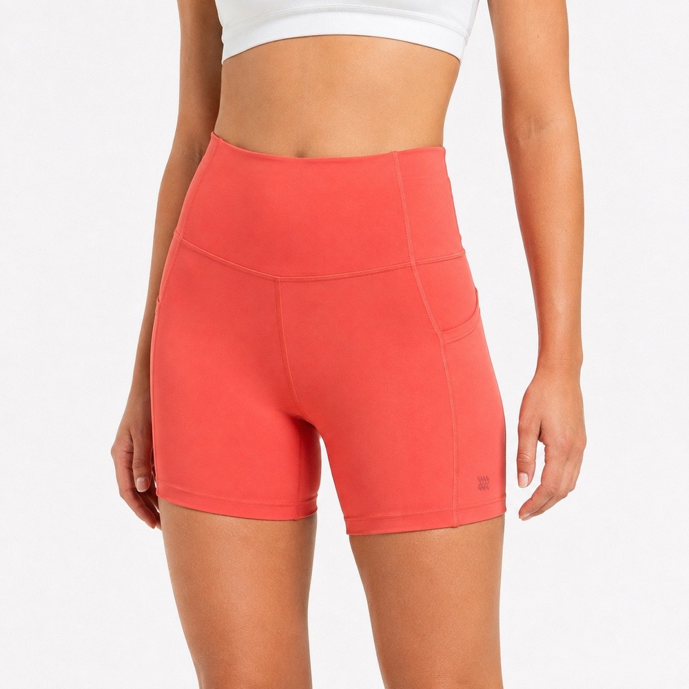 All in Motion Women's S Coral High-Rise Bike Shorts 8" Inseam Pockets